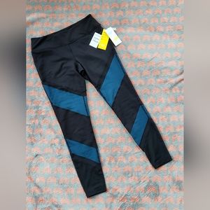 NWT Zella Compression Gym+Training Ankle Leggings Teal Abyss with Mesh Size Med